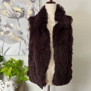 Betsey Johnson Vest Faux Fur Shaggy Leopard Lined Boho Whimsigoth Indie Mob Wife